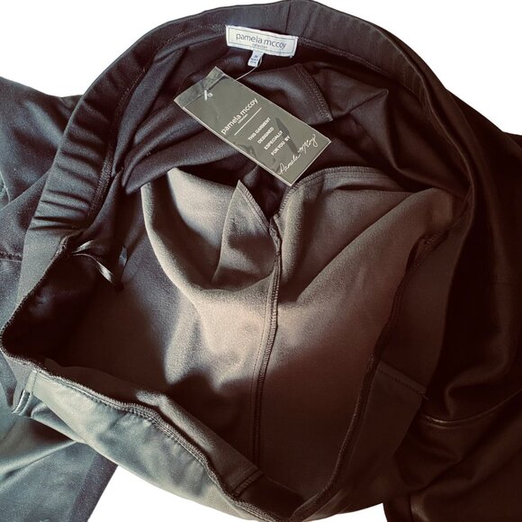 Pamela McCoy Faux Tapered Leather Pants Plus Size 3X Pull On PU Black Slits NWT - Picture 6 of 8